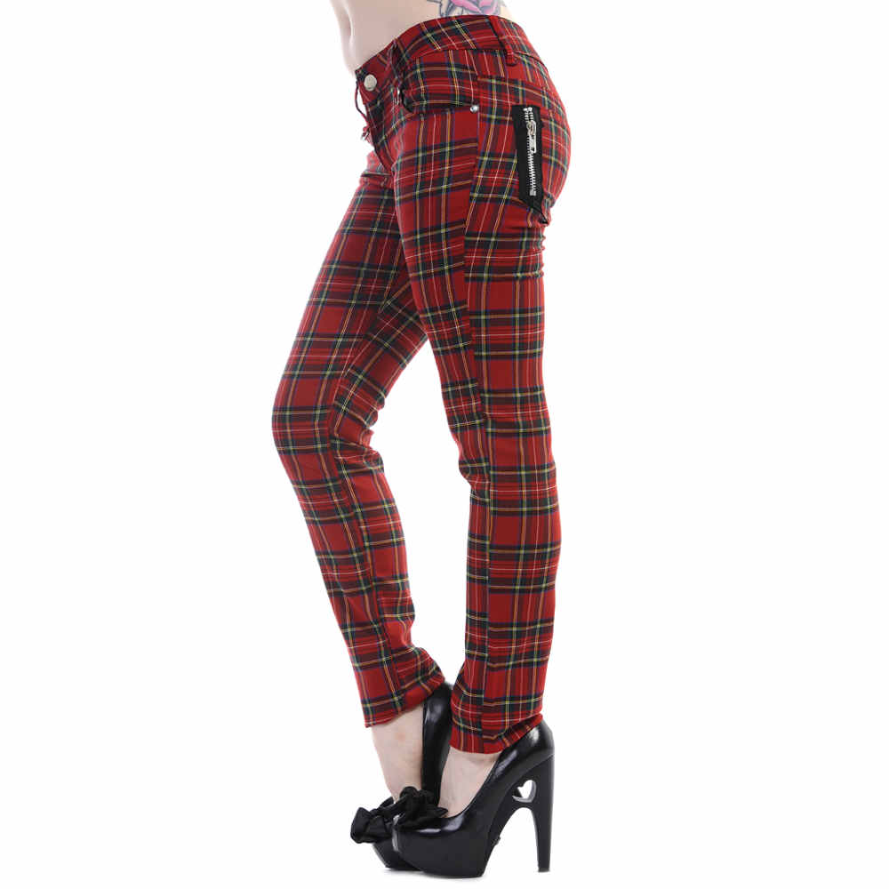 Tartan schotse ruit skinny broek rood - Tartan schotse ruit skinny broek rood -