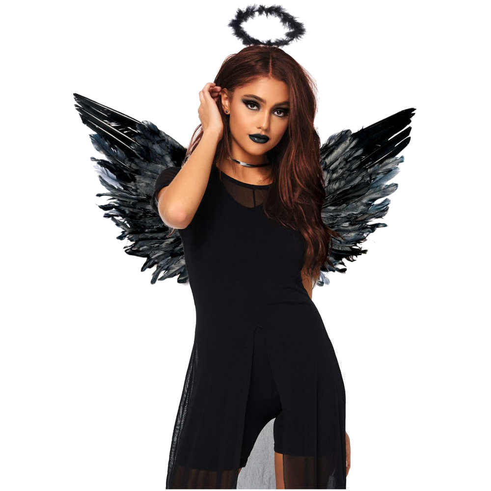 WIL Damen Kostüm dunkler Engel Heiligenschein Halloween